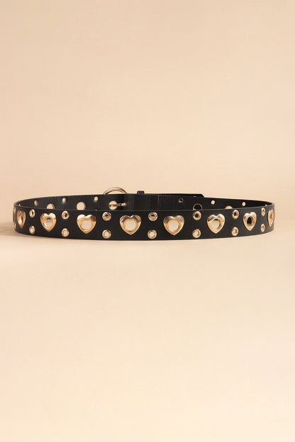 Heart Shape Alloy Detail PU Leather Belt - Goddess Vibes