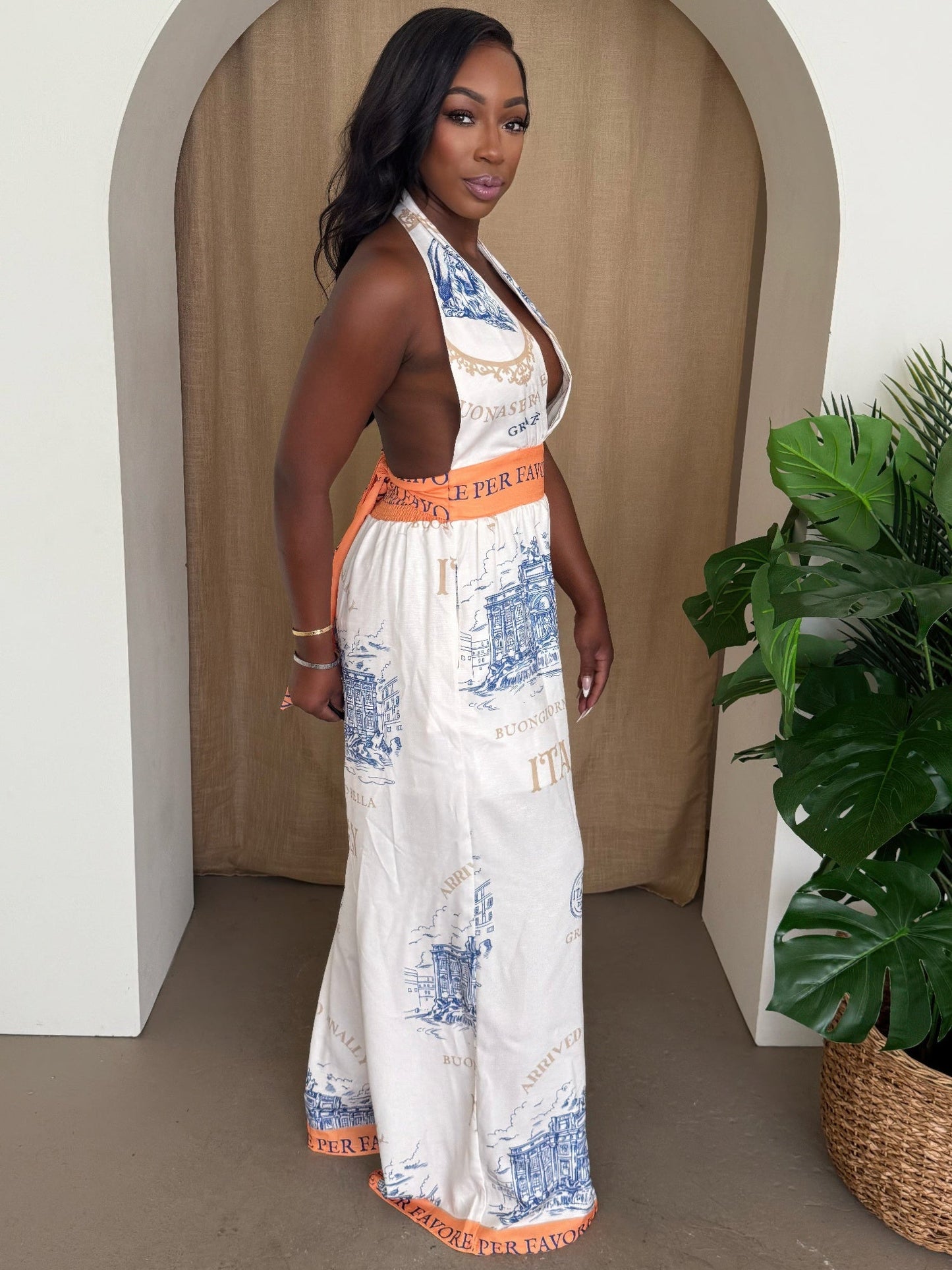 Italian Escape Halter Jumpsuit - Goddess Vibes