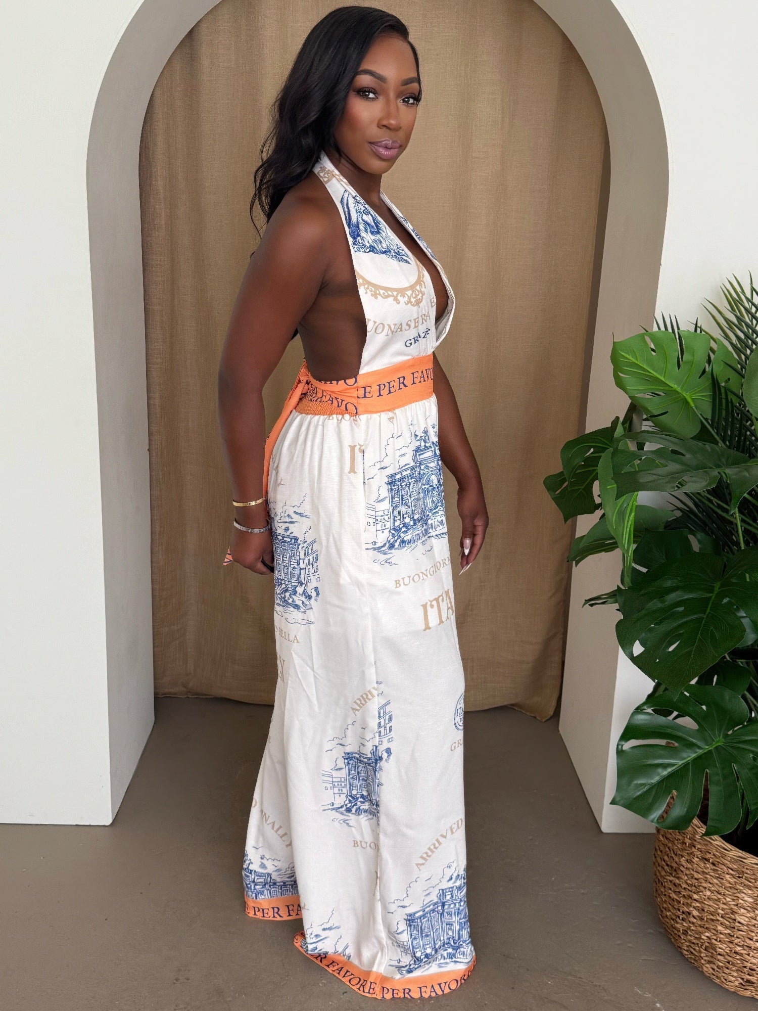 Italian Escape Halter Jumpsuit - Goddess Vibes