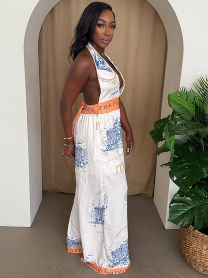 Italian Escape Halter Jumpsuit - Goddess Vibes