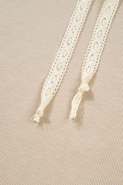 Jet Stream Lace Drawstring Pullover Hoodie and High Waist Pants Corduroy Suit - Goddess Vibes