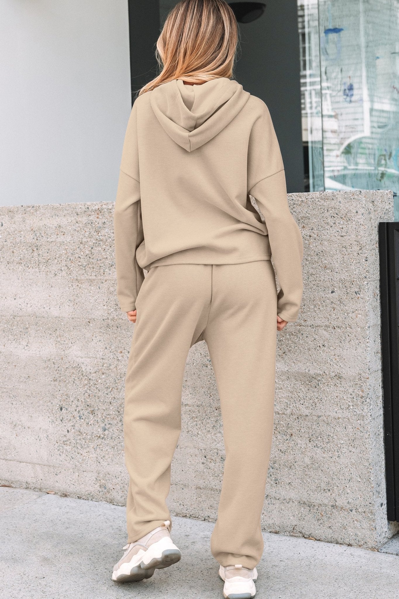 Jet Stream Lace Drawstring Pullover Hoodie and High Waist Pants Corduroy Suit - Crowned Energy CO.