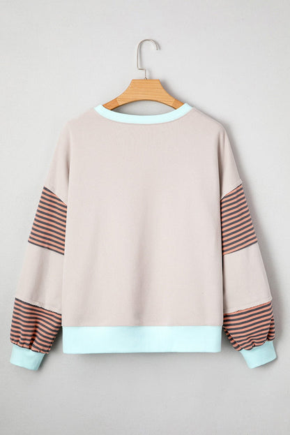 Jet Stream Striped Colorblock Patchwork Drop Shoulder Sweatshirt - Goddess Vibes