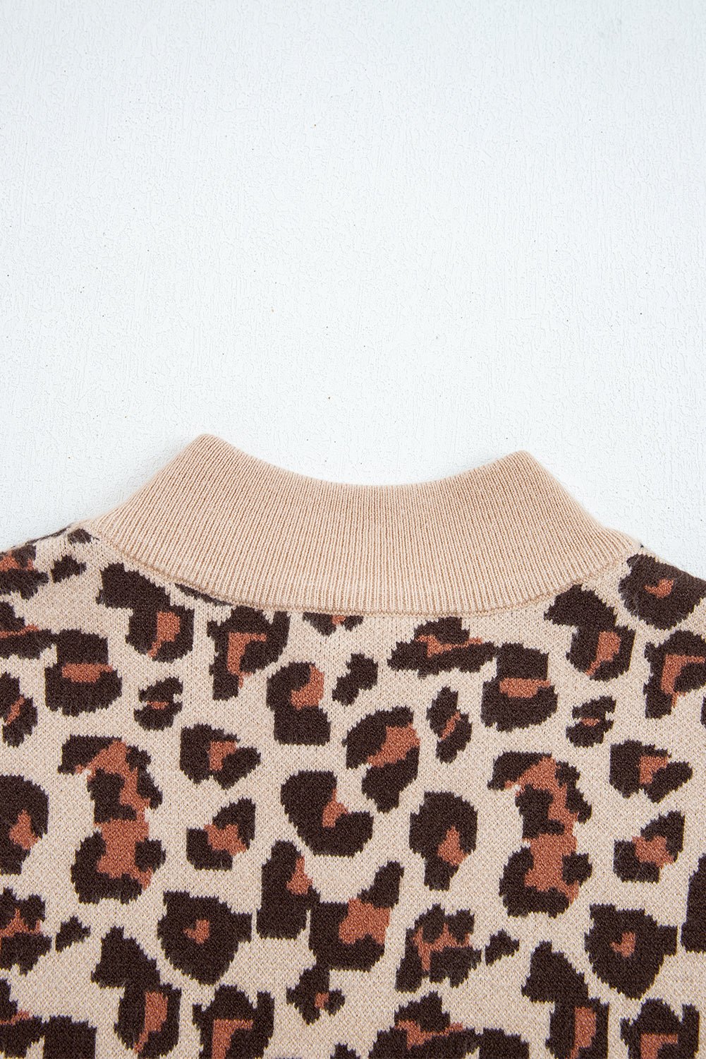 Khaki Leopard Print High Neck Shift Mini Sweater Dress - Goddess Vibes