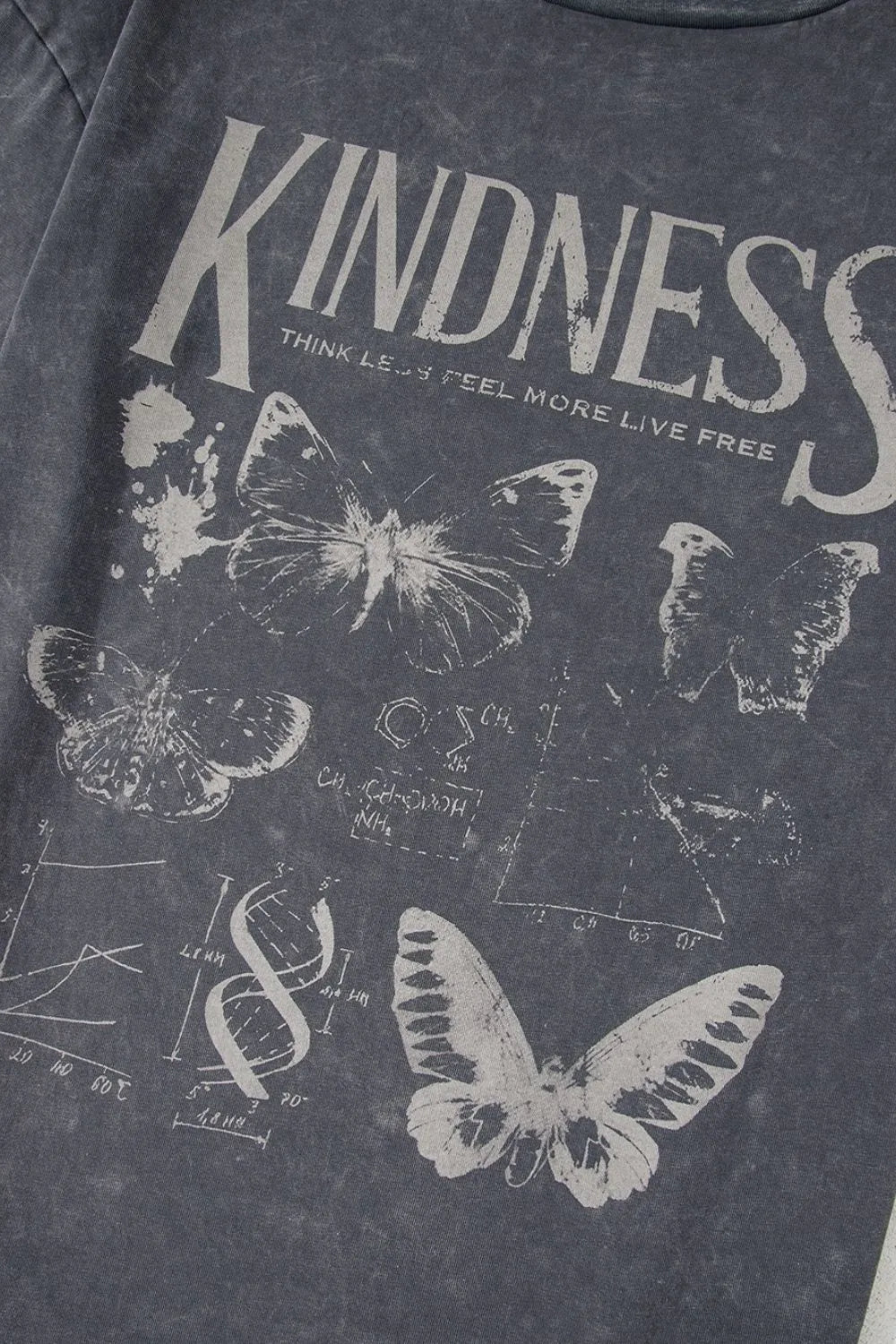 Kindness Butterflies Graphic Mineral Wash Loose Tee - Goddess Vibes