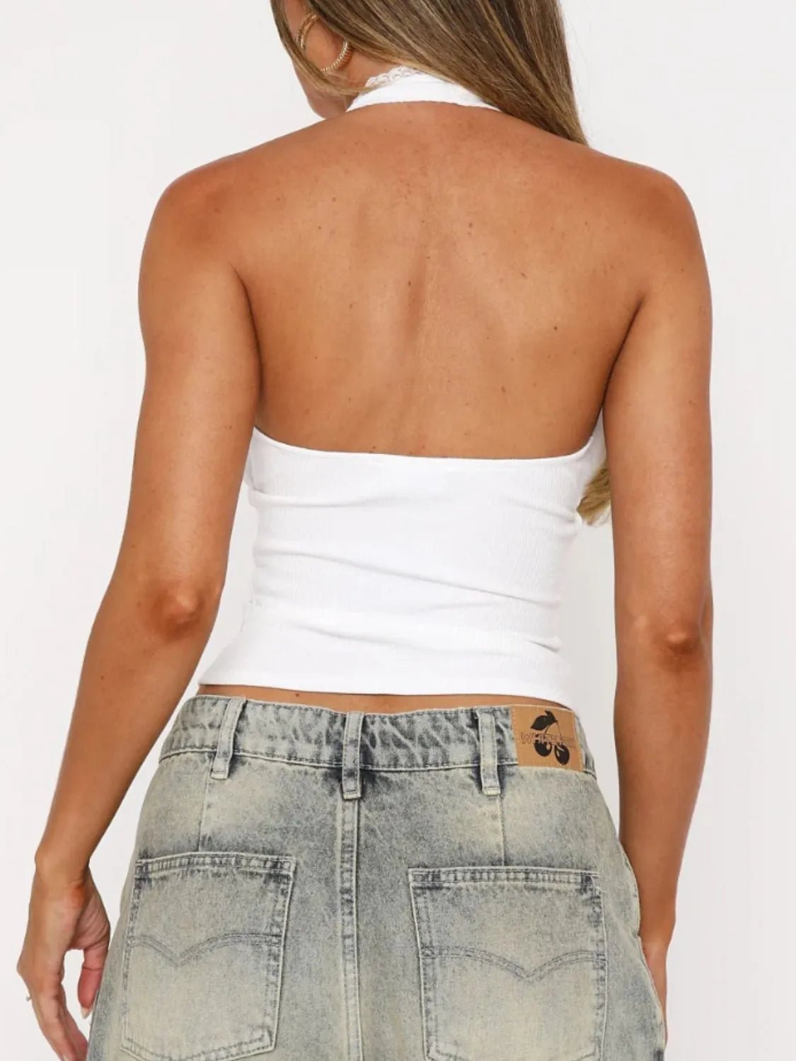 Lace Detail Halter Neck Cami - Goddess Vibes