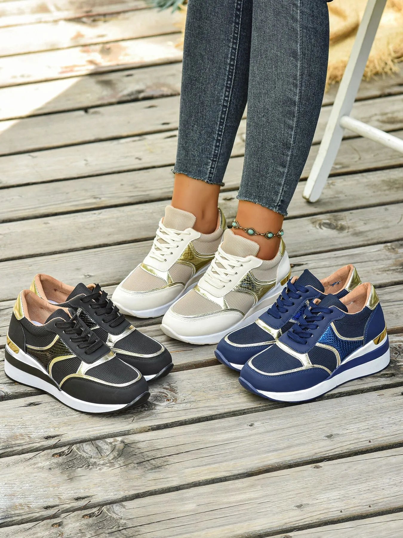 Lace Up Wedge Sneakers - Goddess Vibes