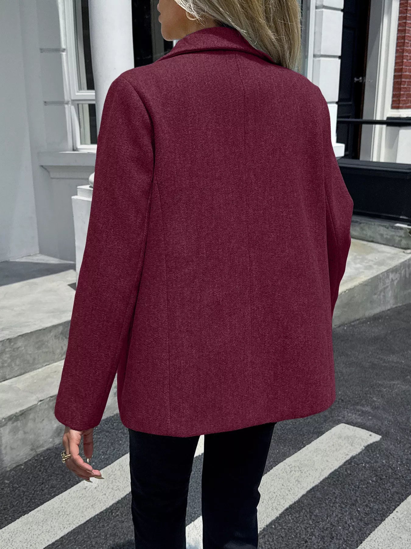 Lapel Collar Button Up Blazer - Goddess Vibes