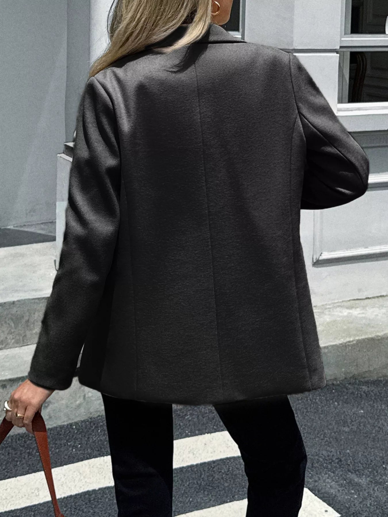 Lapel Collar Button Up Blazer - Goddess Vibes