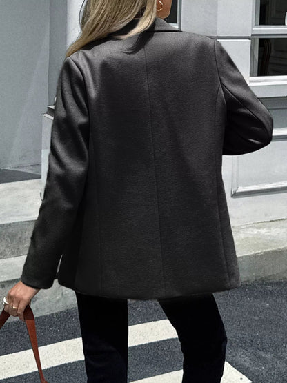 Lapel Collar Button Up Blazer - Goddess Vibes