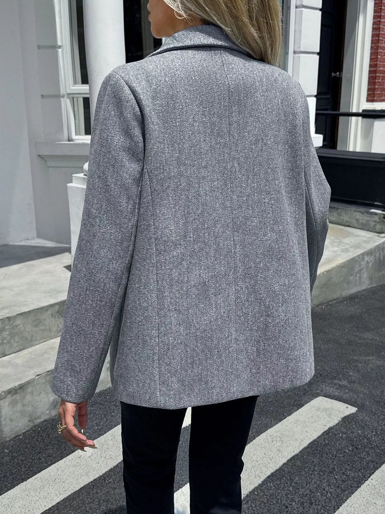 Lapel Collar Button Up Blazer - Goddess Vibes