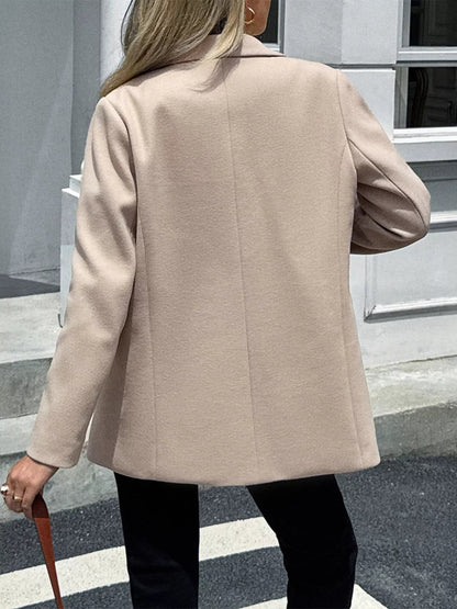 Lapel Collar Button Up Blazer - Goddess Vibes