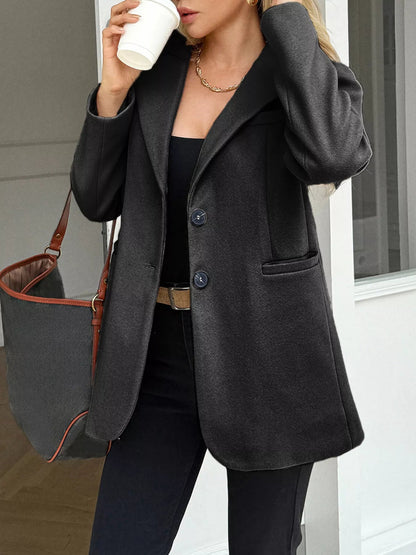 Lapel Collar Button Up Blazer - Goddess Vibes