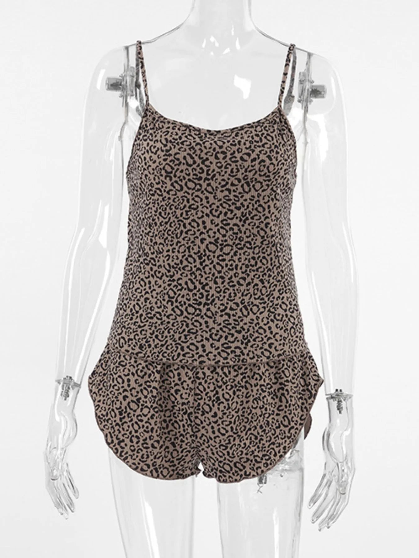 Leopard Cami Cardigan and Shorts 3 - Piece Set - Goddess Vibes