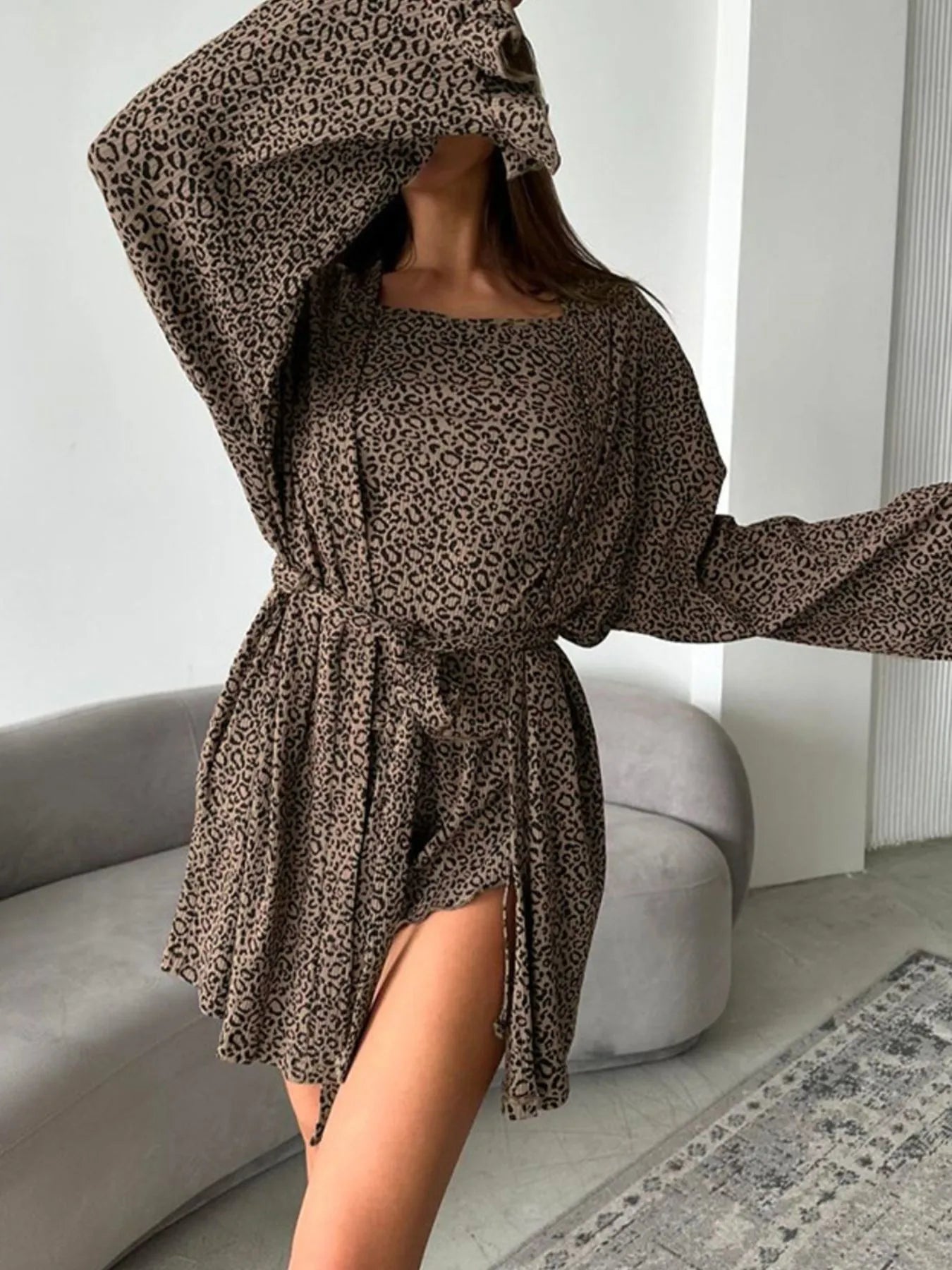Leopard Cami Cardigan and Shorts 3 - Piece Set - Goddess Vibes