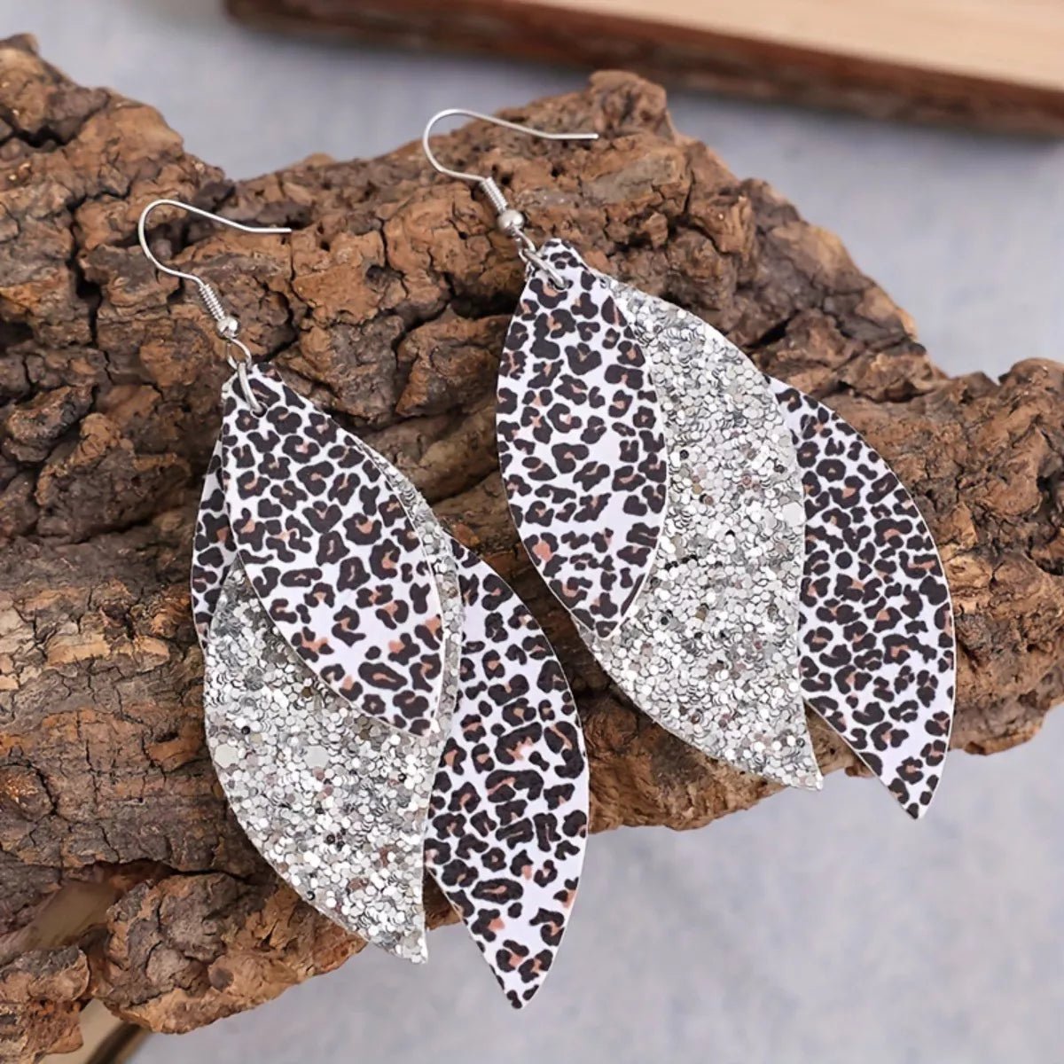 Leopard Print Leather Leaf Drop Earrings - Goddess Vibes