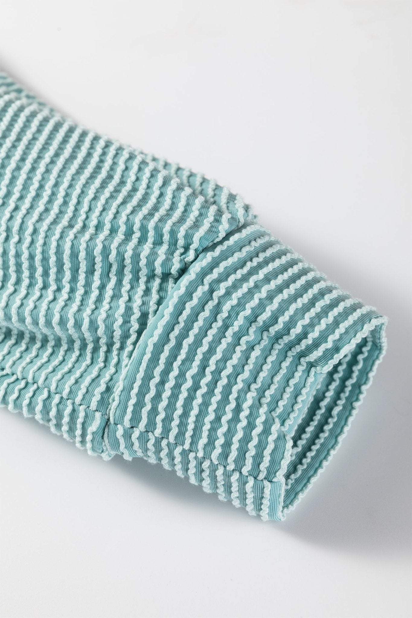 Light Blue Oversized Twist Ribbed Collared Henley Top with Roll up Sleeve - Crowned Energy CO.