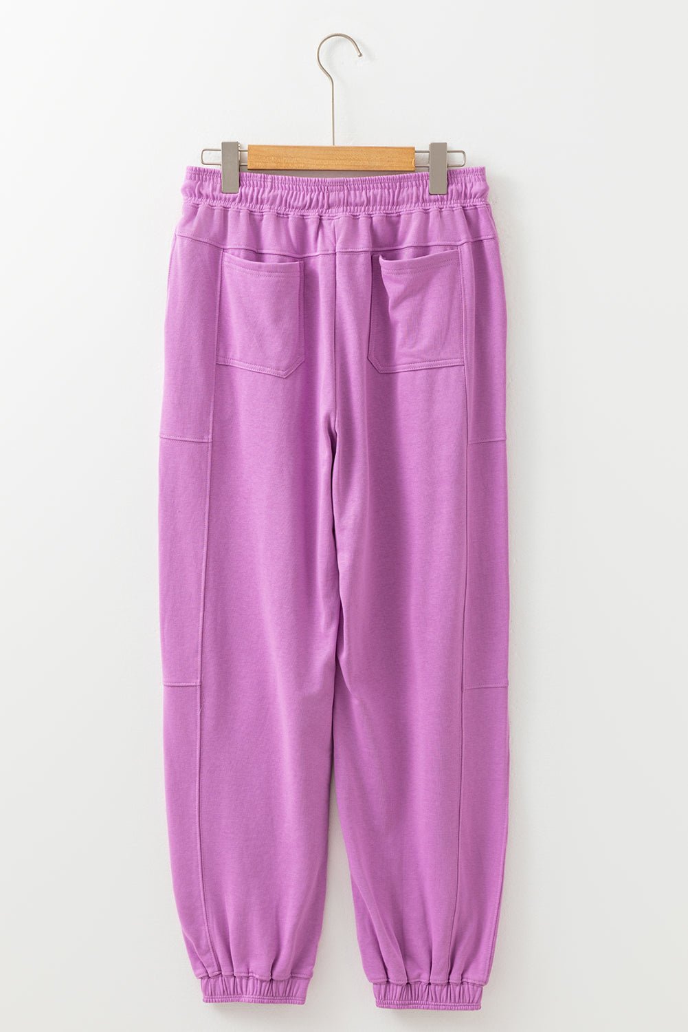 Lilac Drawstring Elastic Waistband Solid Color Jogger Pants - Goddess Vibes