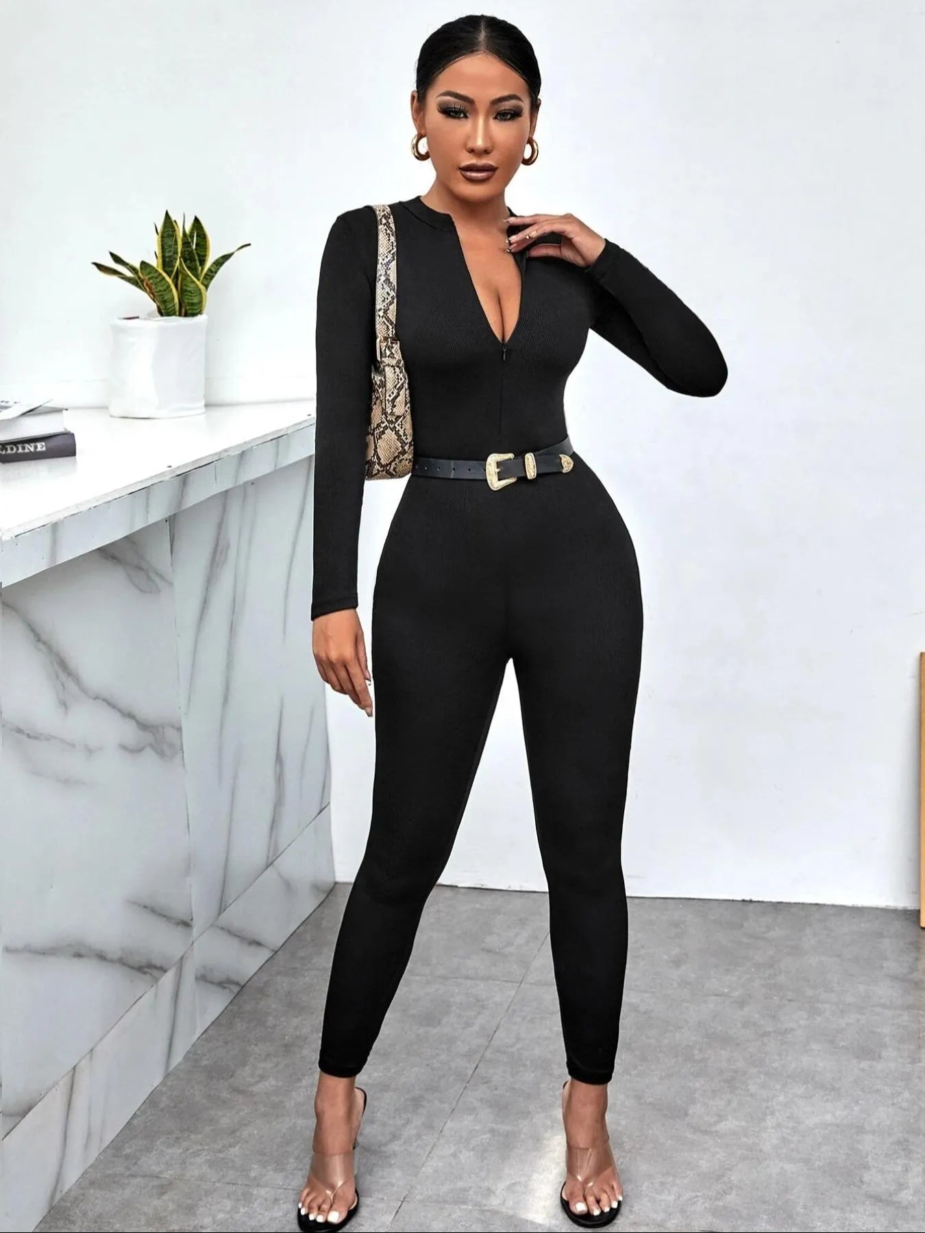 Long Sleeve Bodycon Jumpsuit - Goddess Vibes