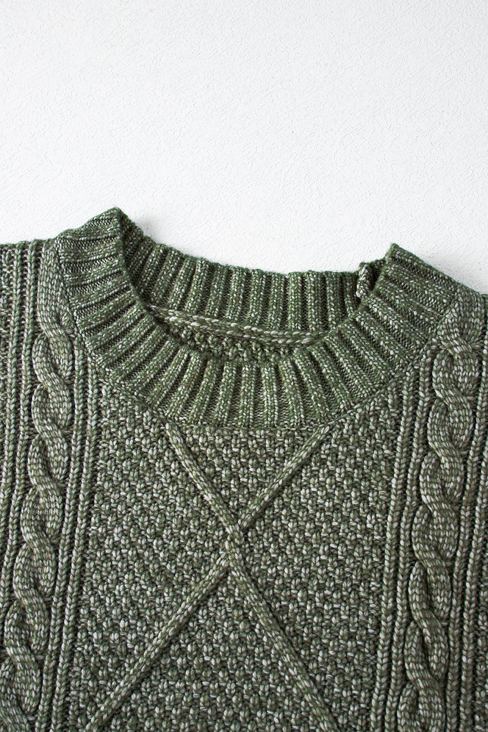 Mist Green Cable Knit Drop Shoulder Loose Fit Sweater Dress - Goddess Vibes