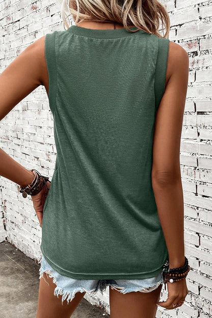 Mist Green Ribbed V Neck Tank - Goddess Vibes
