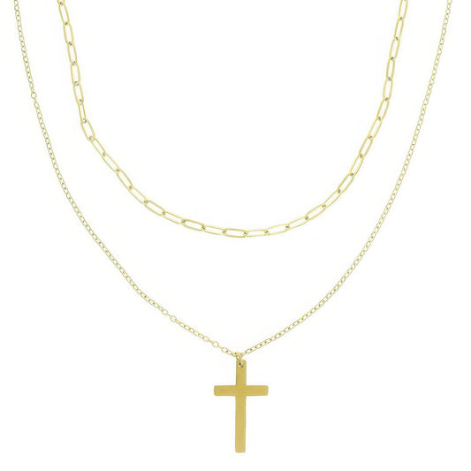 Multi - strand Cross Pendant Necklace - Goddess Vibes