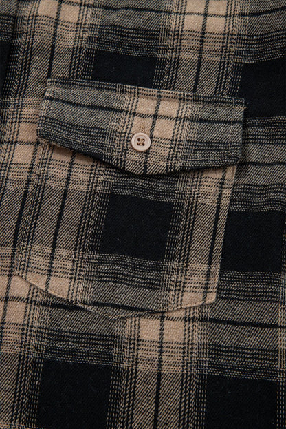 Multicolour Retro Plaid Double Flap Pocket Brushed Shacket - Goddess Vibes