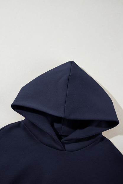 Navy Blue Solid Exposed Seams Hoodie and Joggers Activewear Set - Crowned Energy CO.