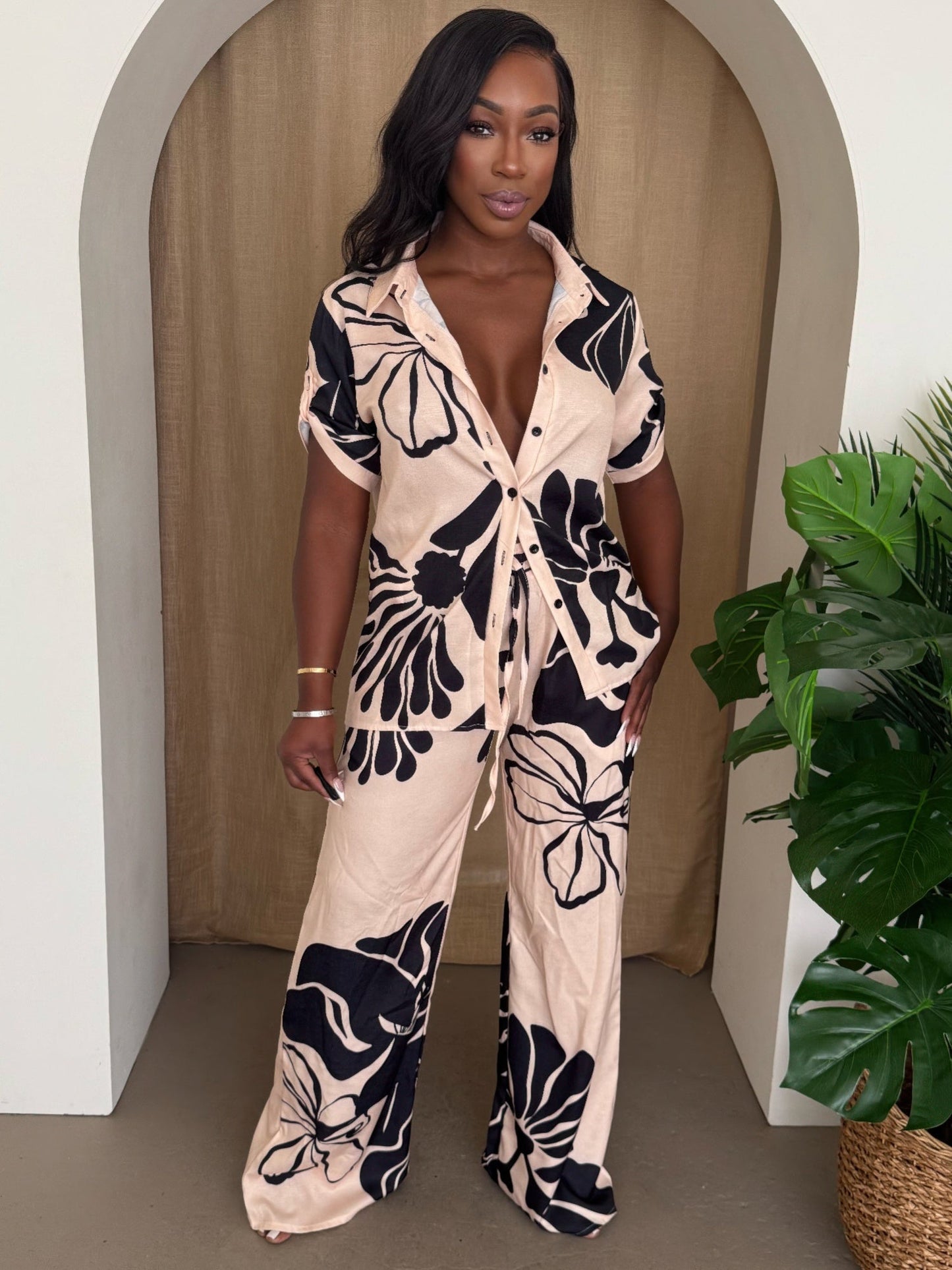 Noir Bloom Pants Set - Goddess Vibes