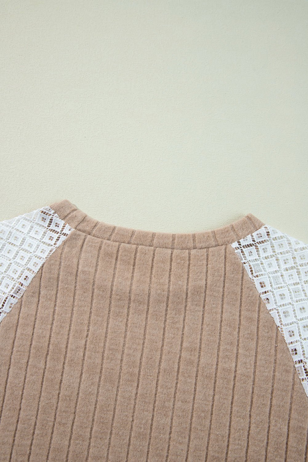 Parchment Floral Patchwork Long Sleeve Ribbed Blouse - Goddess Vibes