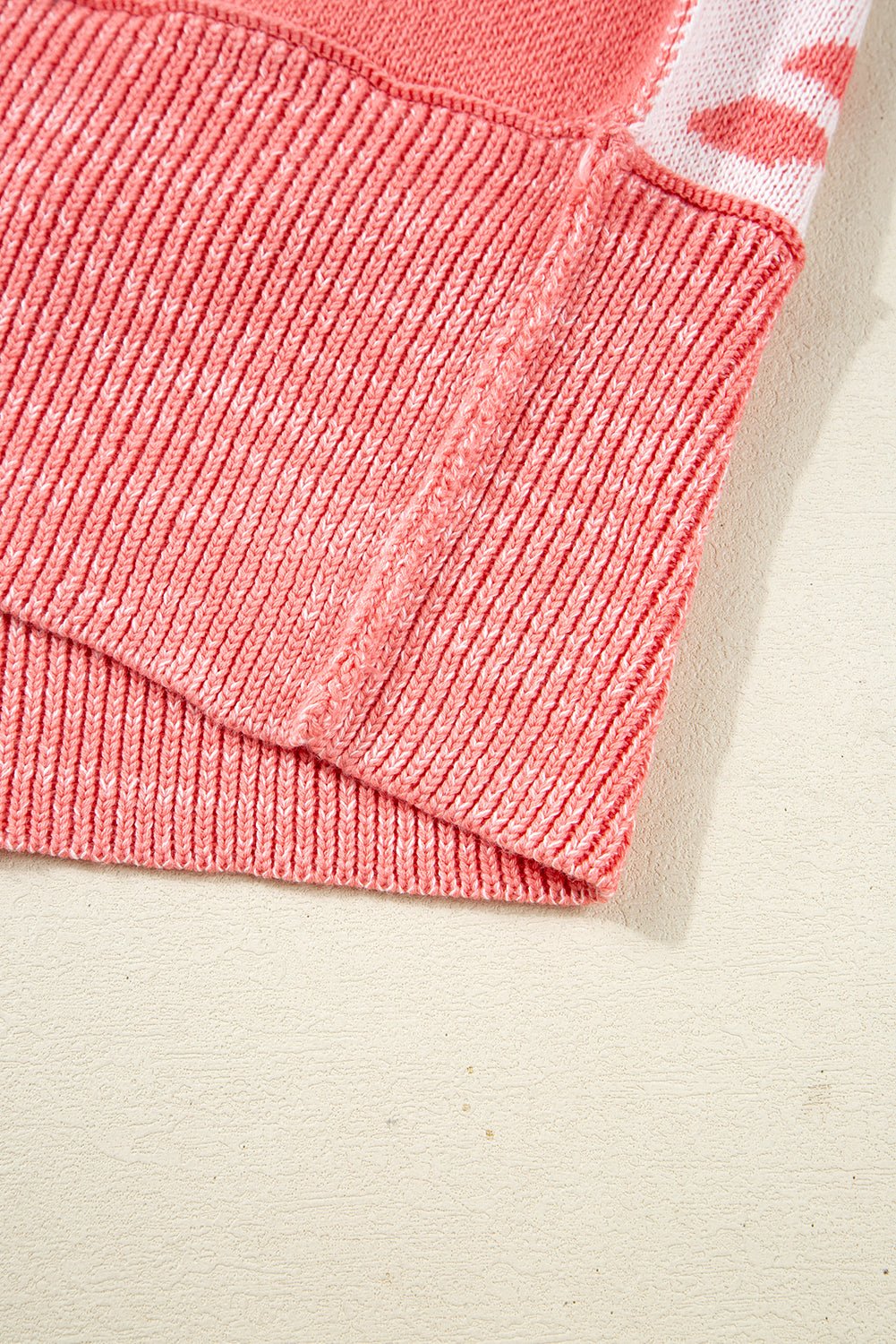 Pink Candycane Snowflake Checker Christmas Holiday Drop Shoulder Tunic Loose Sweater - Goddess Vibes