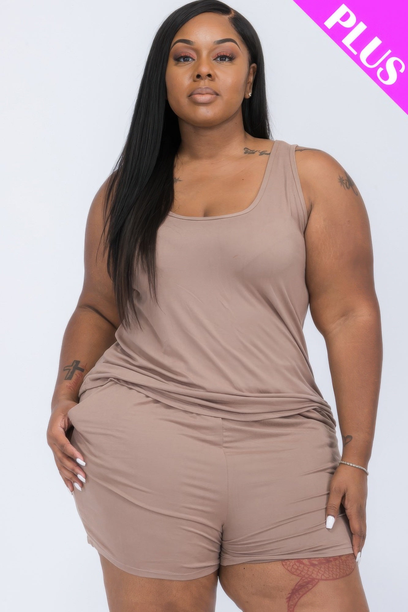 Plus Comfy Tank Top & Shorts Set - Goddess Vibes