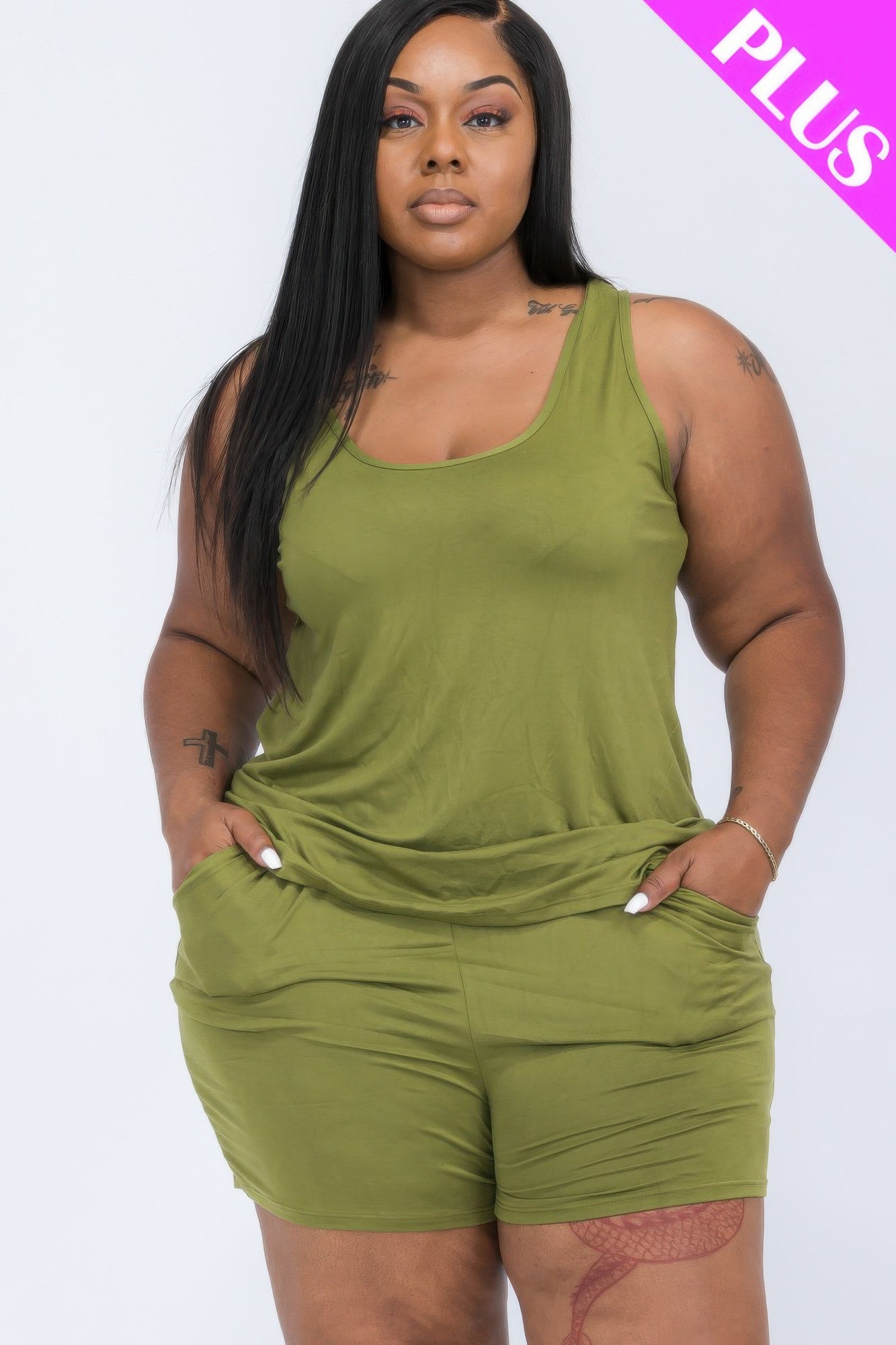 Plus Comfy Tank Top & Shorts Set - Goddess Vibes