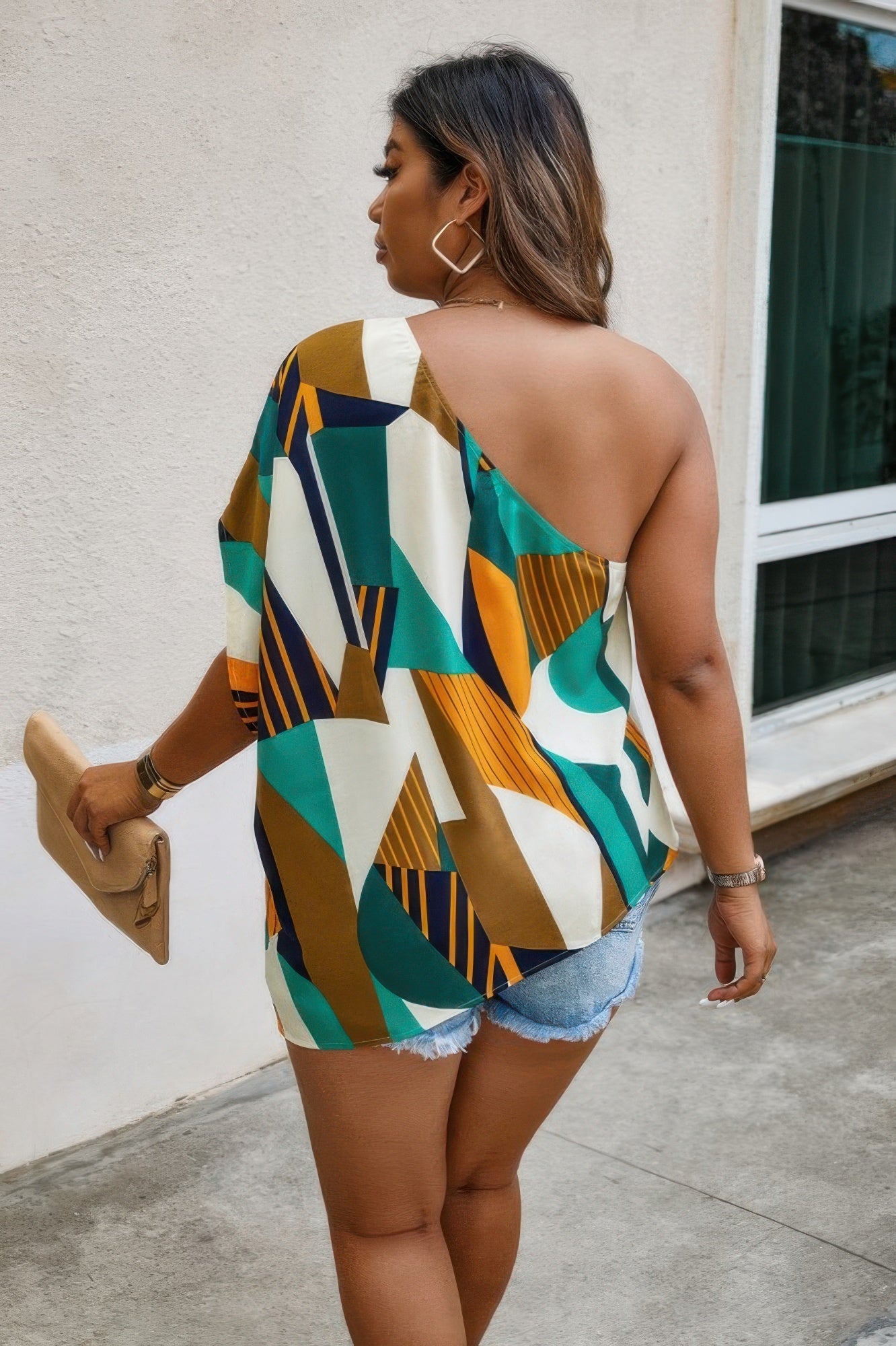 Plus Size One Shoulder Asymmetrical Hem Blouse - Goddess Vibes