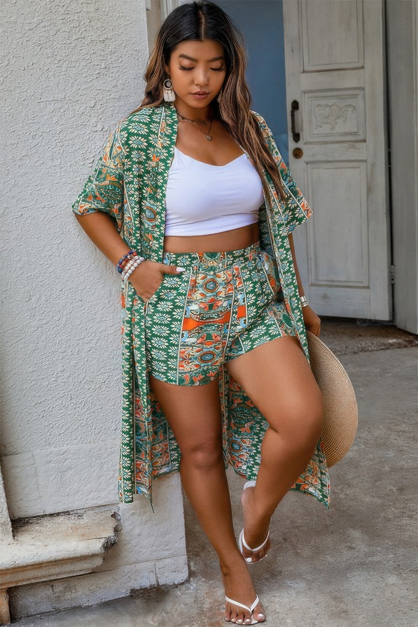 Plus Size Two Pieces Printed Elastic Waist Sets - Goddess Vibes