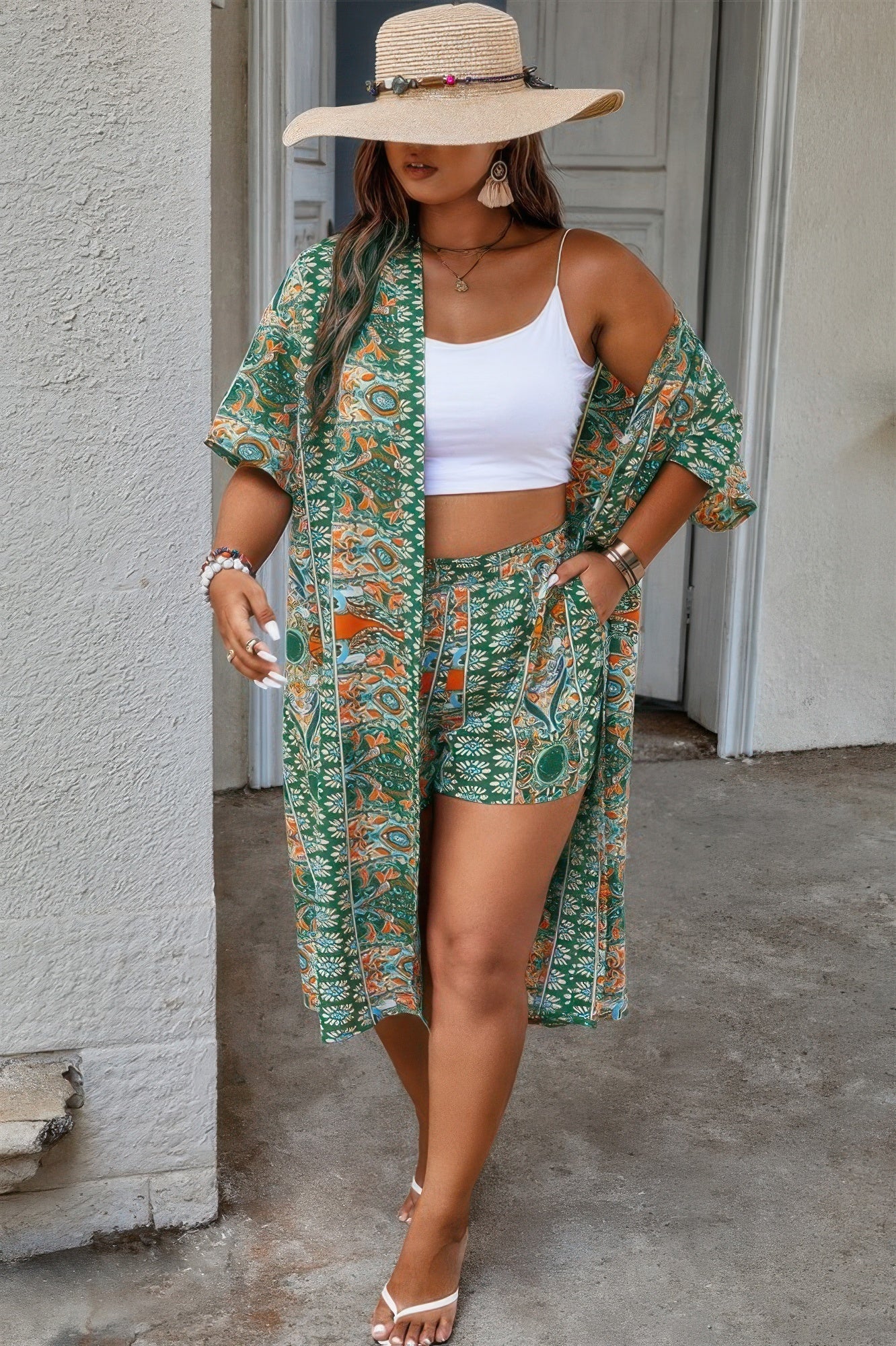 Plus Size Two Pieces Printed Elastic Waist Sets - Goddess Vibes