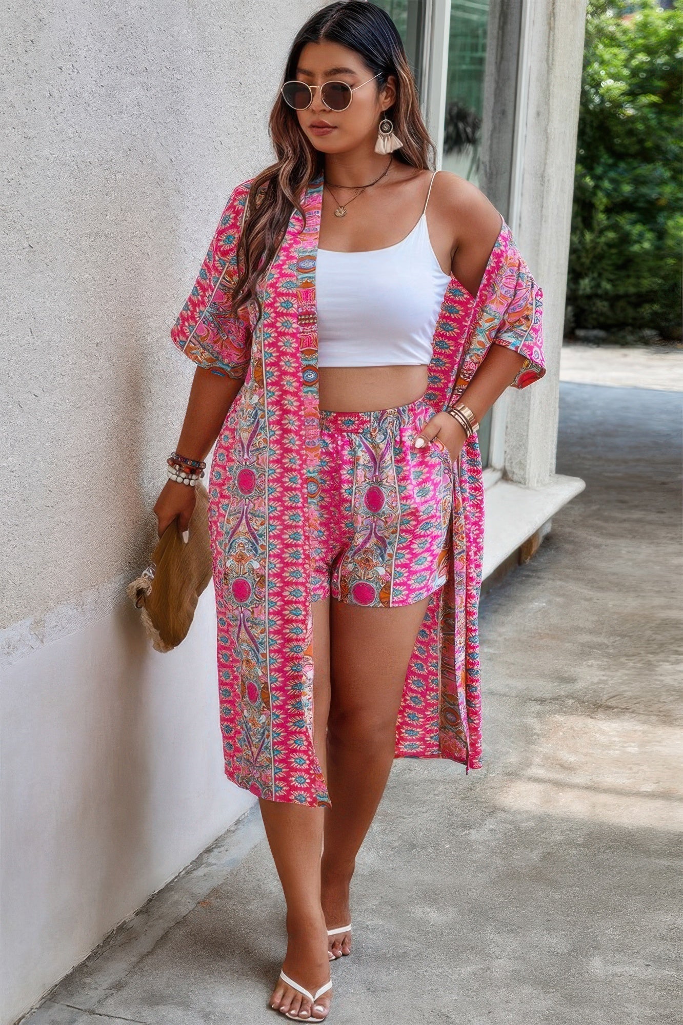 Plus Size Two Pieces Printed Elastic Waist Sets - Goddess Vibes