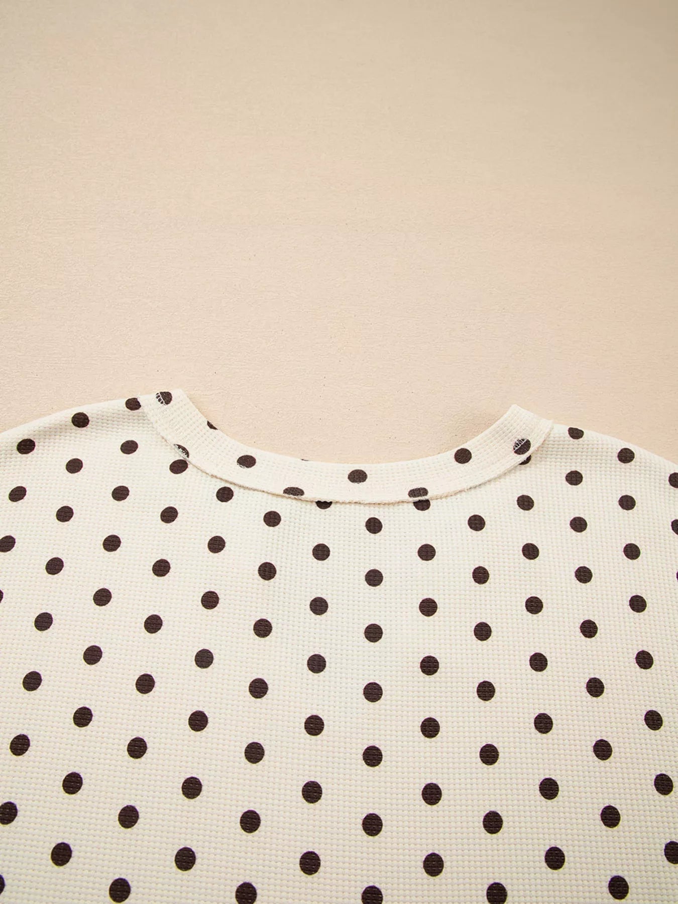 Polka Dot Notched Long Sleeve Top and Drawstring Joggers Lounge Set - Goddess Vibes