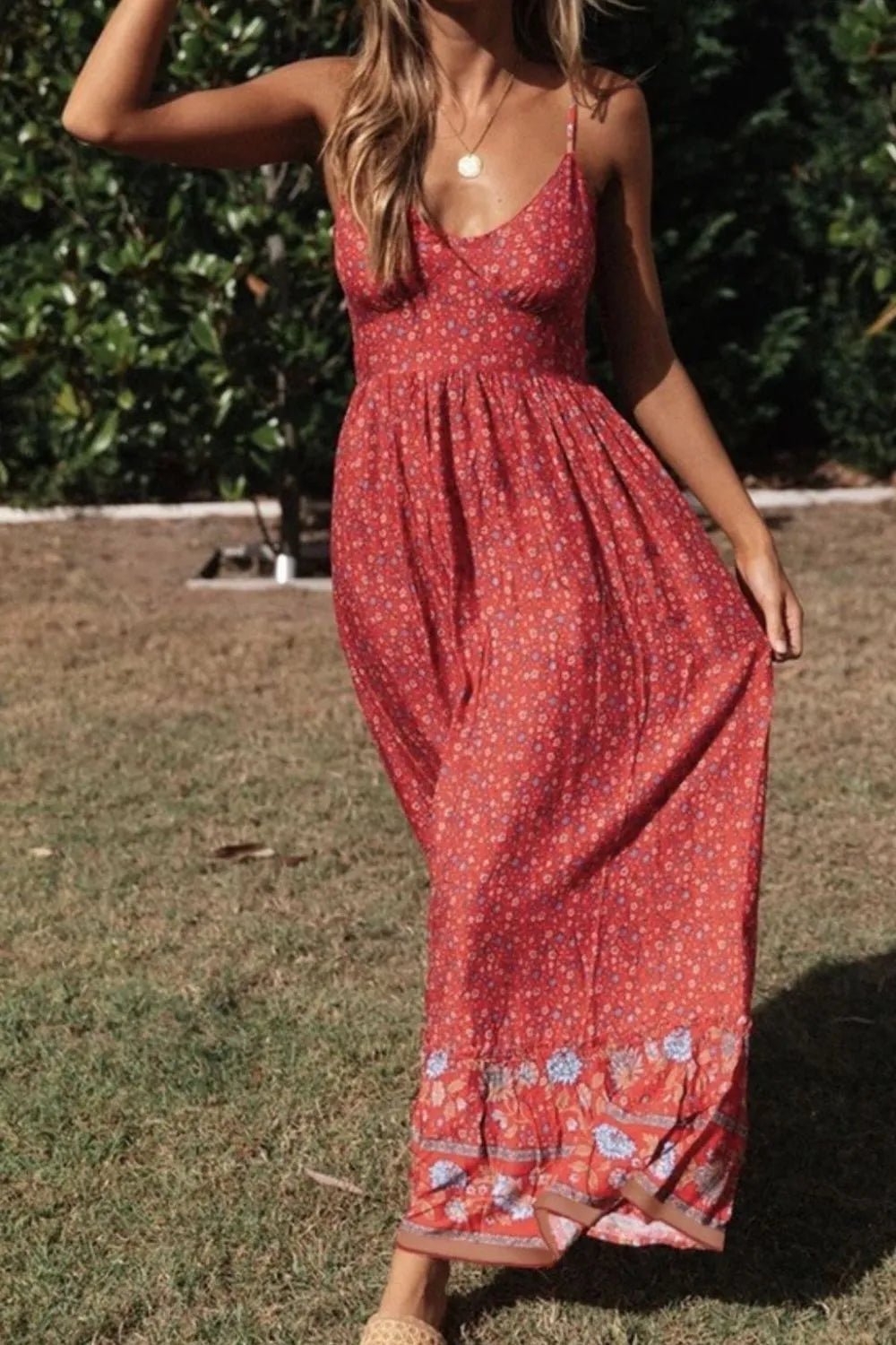 Printed Maxi Cami Dress - Crowned Energy CO.