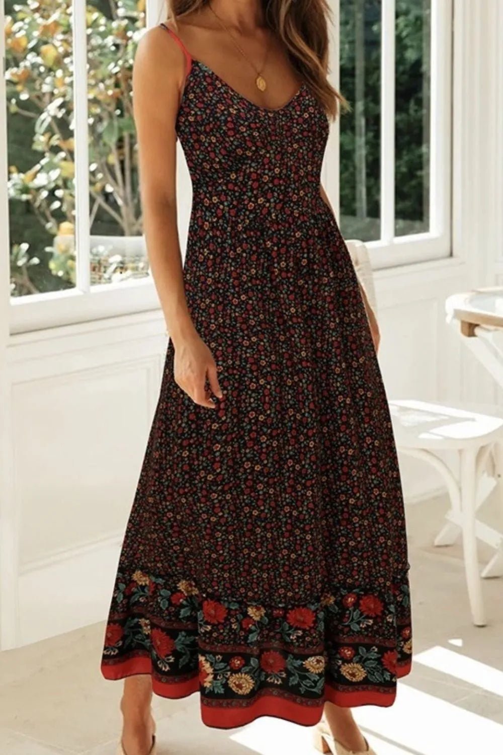 Printed Maxi Cami Dress - Crowned Energy CO.