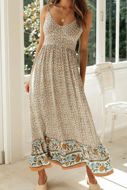 Printed Maxi Cami Dress - Crowned Energy CO.