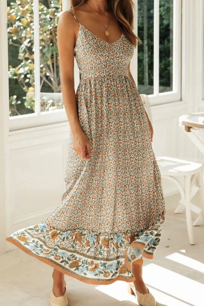 Printed Maxi Cami Dress - Crowned Energy CO.