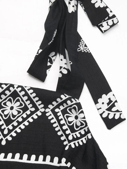 Printed Square Neck Maxi Cami Dress - Crowned Energy CO.