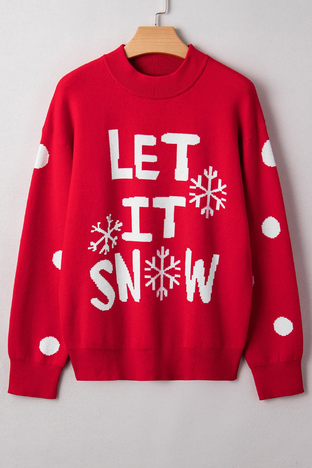 Red Dahlia LET IT SNOW Graphic Christmas Holiday Loose Sweater - Goddess Vibes