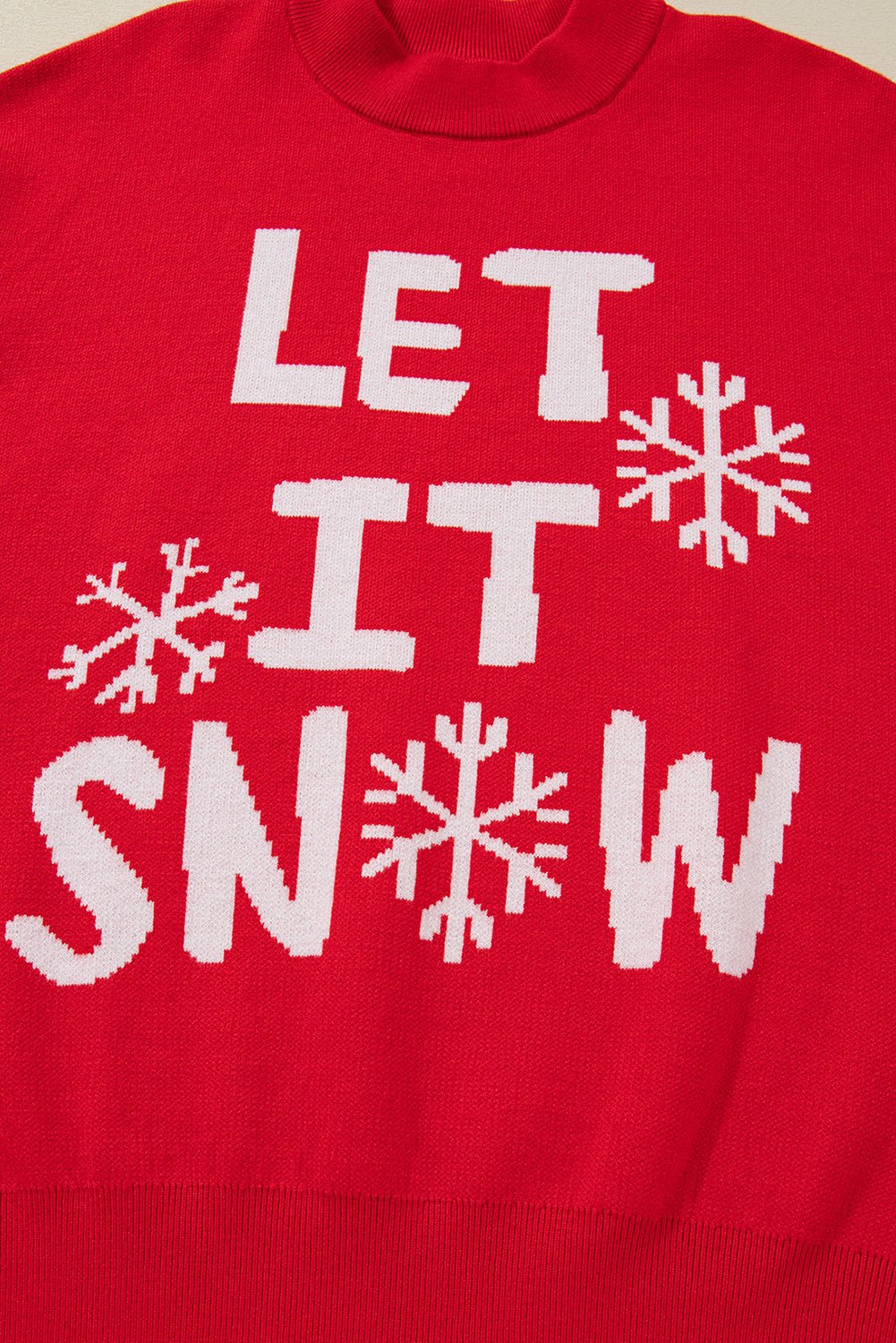 Red Dahlia LET IT SNOW Graphic Christmas Holiday Loose Sweater - Goddess Vibes