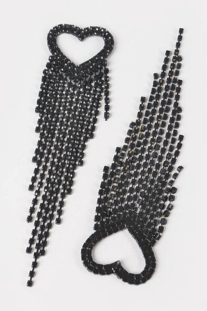 Rhinestone Heart Fringe Earring - Goddess Vibes