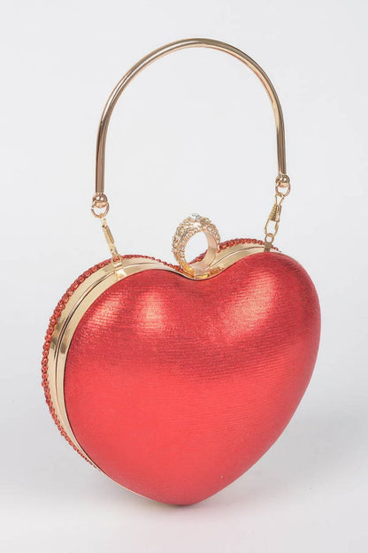 Rhinestone Heart Shape Party Clutch - Goddess Vibes