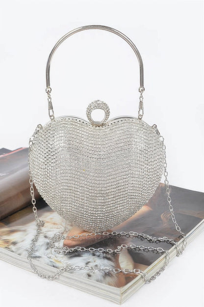 Rhinestone Heart Shape Party Clutch - Goddess Vibes