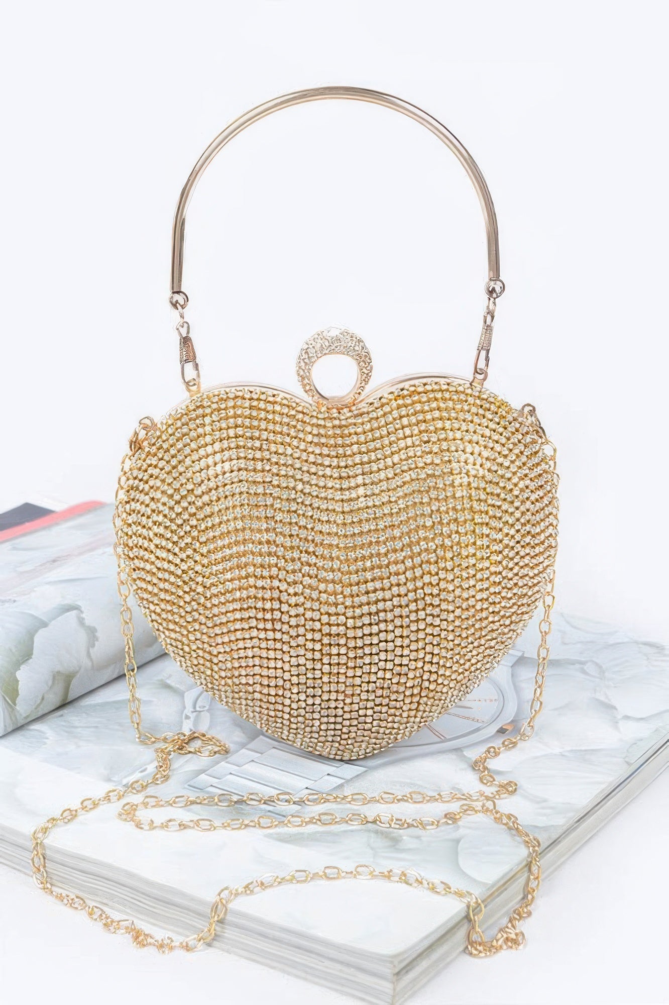 Rhinestone Heart Shape Party Clutch - Goddess Vibes