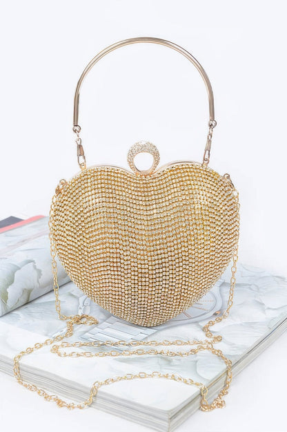 Rhinestone Heart Shape Party Clutch - Goddess Vibes